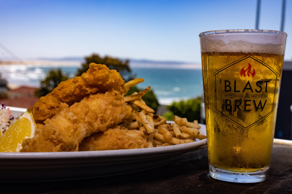 Fish and Chips and beer.