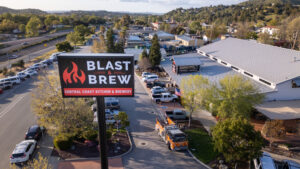Drone footage of blast and brew.